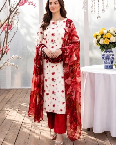 Premium Winter 3-Piece Printed Suit AH112