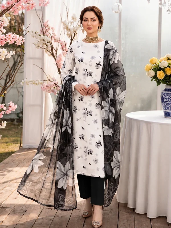 Premium Winter 3-Piece Printed Suit AH112