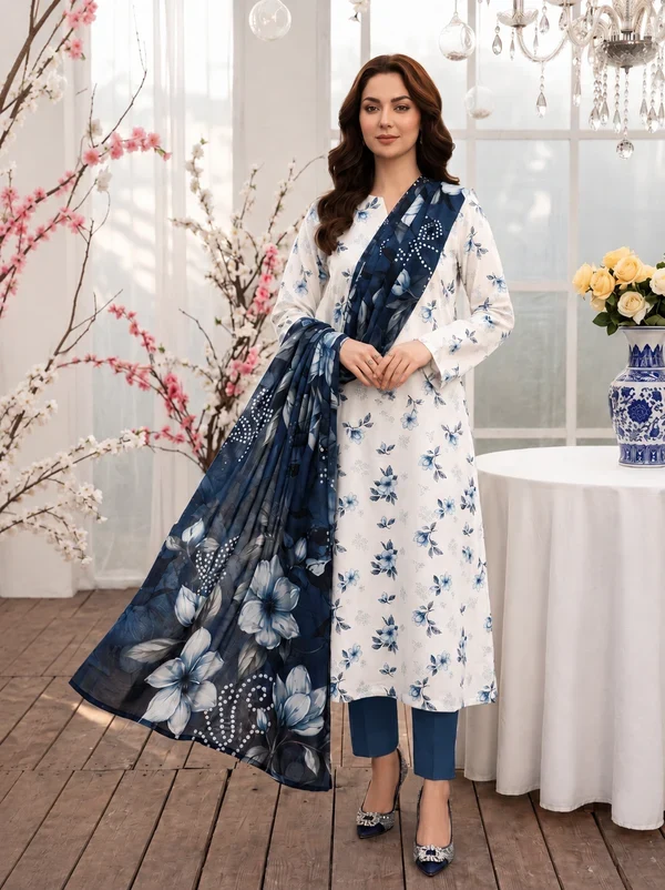 Premium Winter 3-Piece Printed Suit
